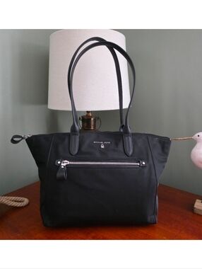 Michael Kors Kelsey Medium Tote Black Nylon Leather Bag